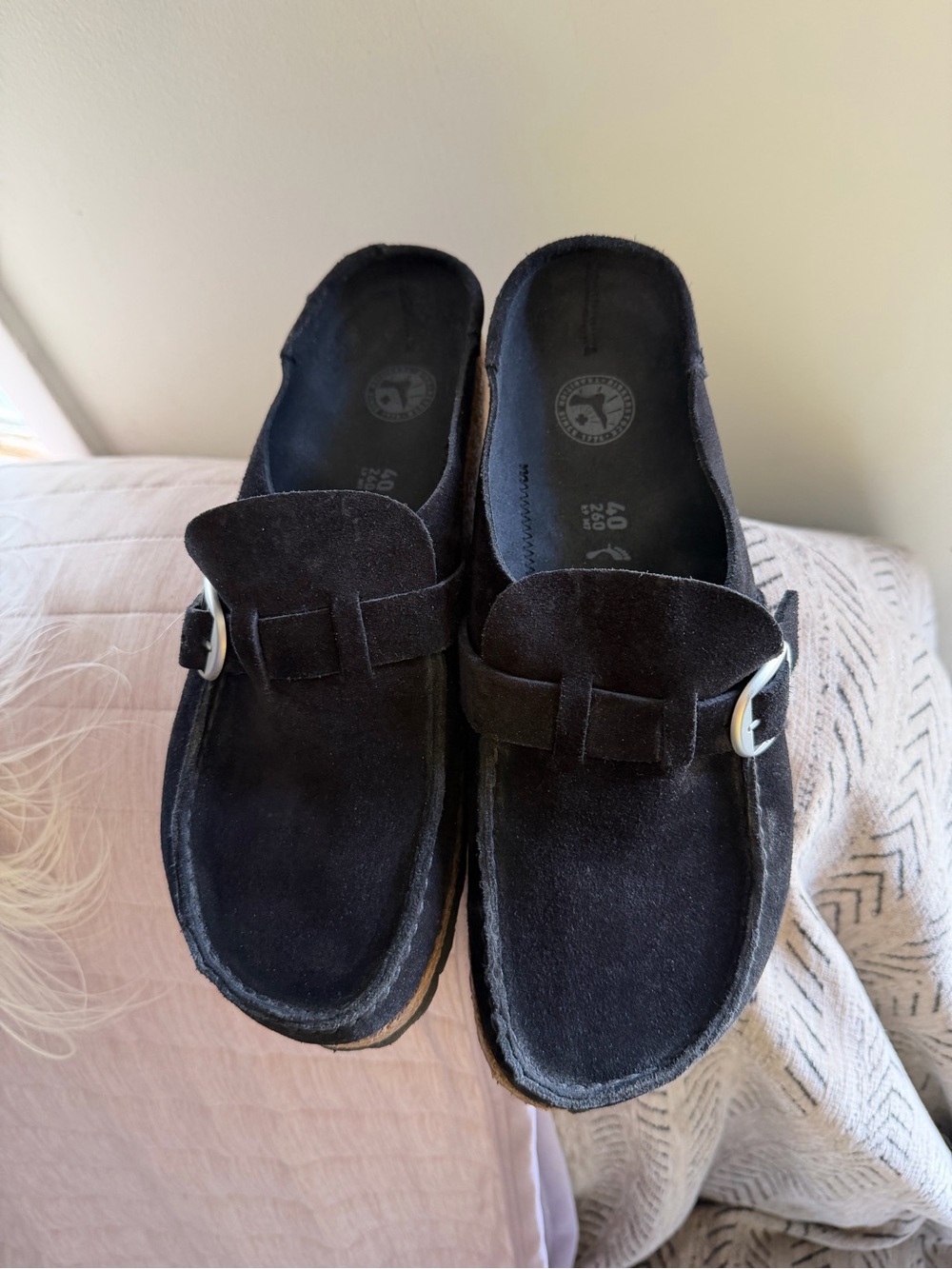 Birkenstock Bentley Black Suede Mule Clog  Size 40 9-9.5